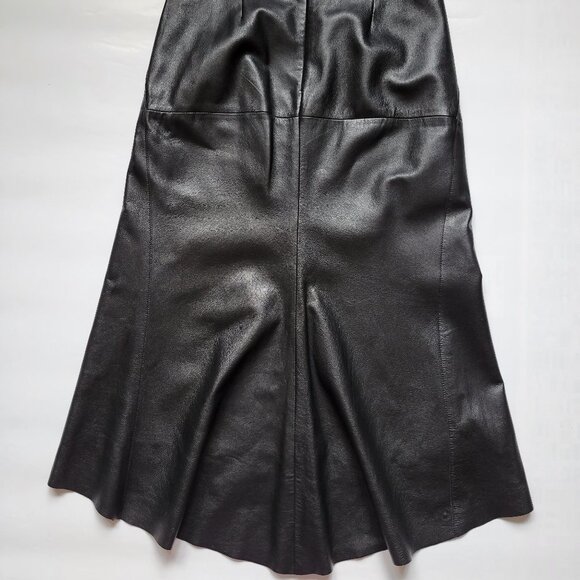 DKNY WOMENS LEATHER SKIRT HI LOW HEM SIZE 6 - Picture 7 of 13